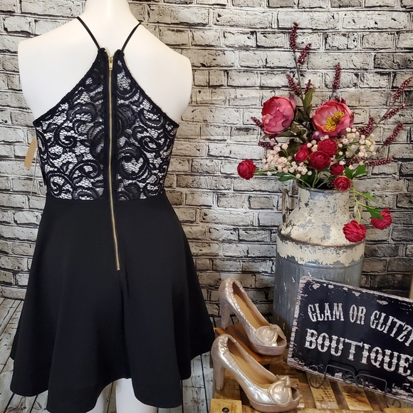 Black with Lace Party Dress - Picture 2 of 11
